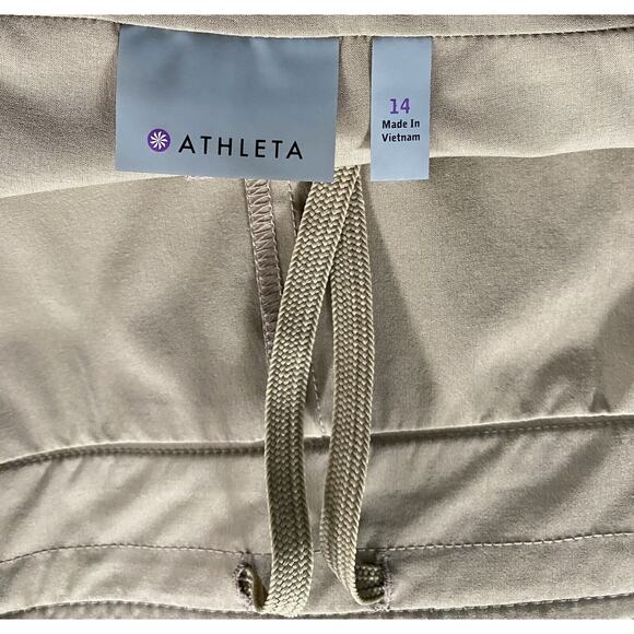 EUC Athleta Sz 14 Tan Flare Skort Side Zipper Drawstring Back Zipper Pocket Top - Picture 6 of 9